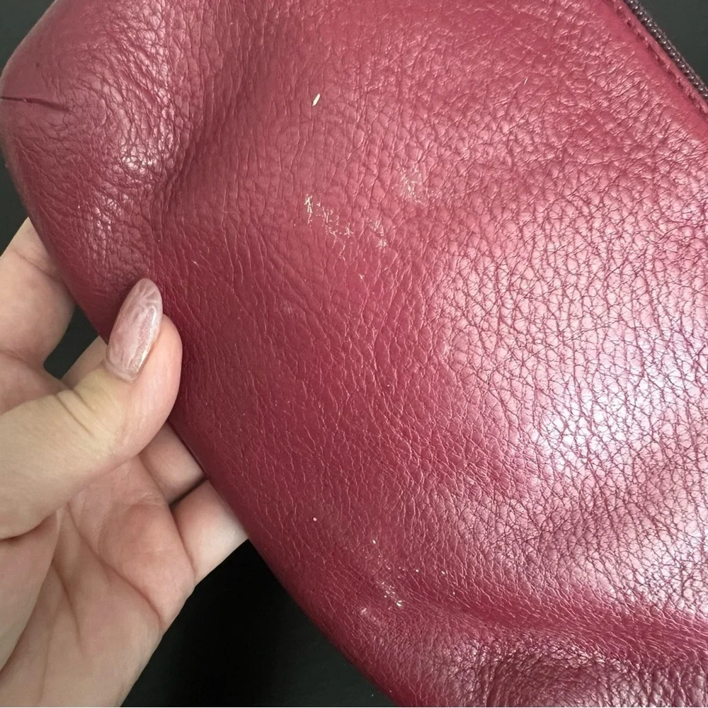 Coach Leather wristlet, dark red 8”x4.5”